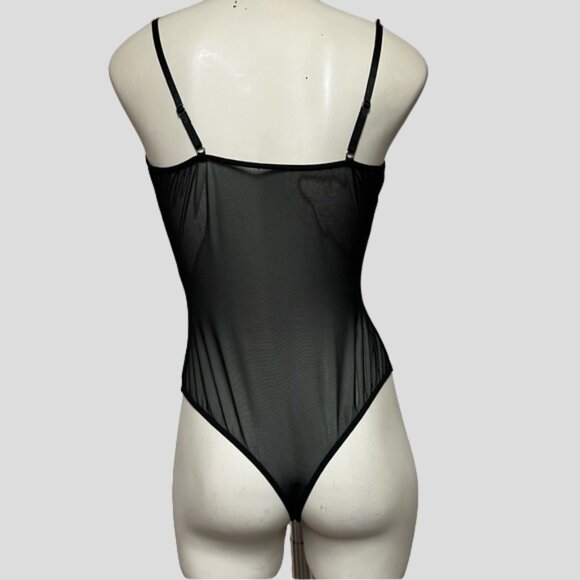 Dynamite Black Sheer 1/4 Zip Bodysuit - Picture 2 of 7